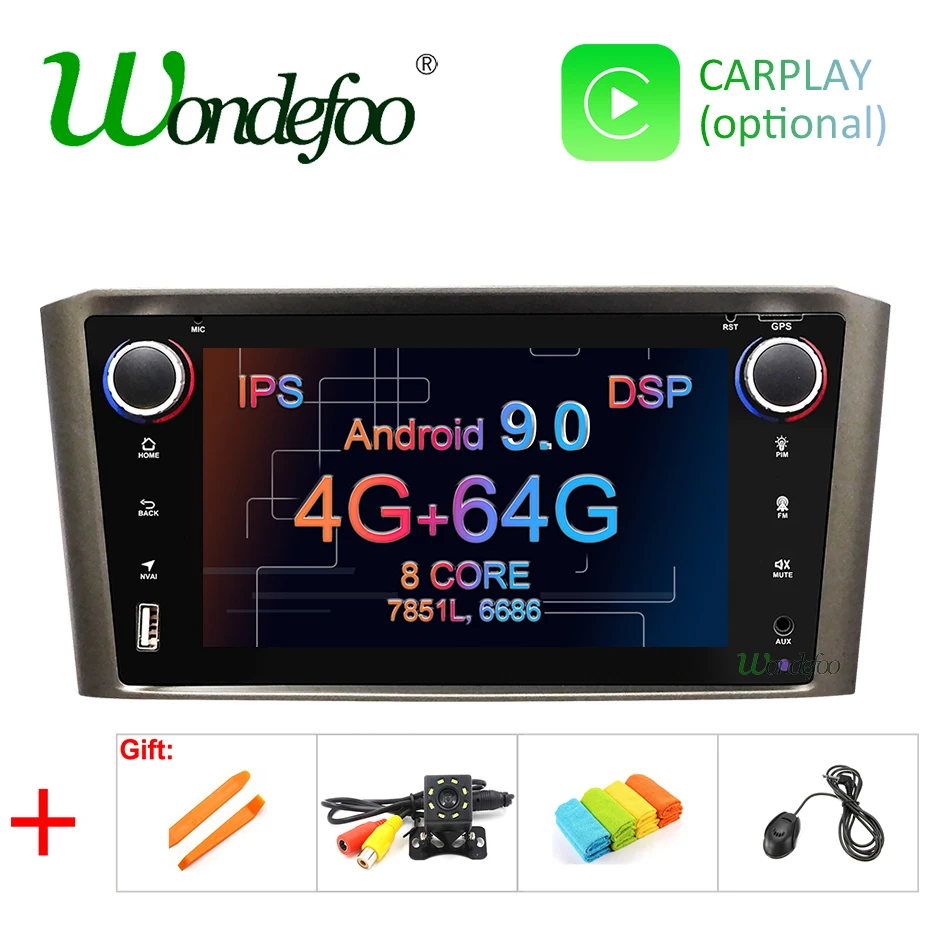 

DSP IPS Android 9.0 64G Multimedia Radio For Toyota Avensis T25 2002-2008 GPS Navigation Stereo Audio 4G 32G 8CORE no DVD Player
