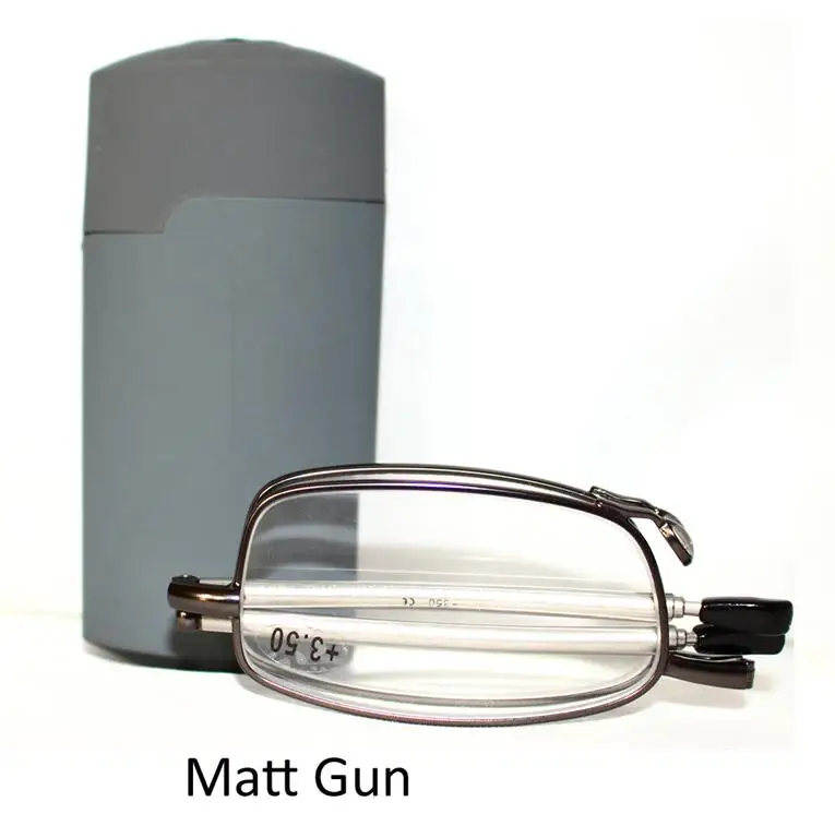 Унисекс Мужские и женские складные очки для чтения, портативные мини тонкие очки для чтения, регулируемые руки телескопа, PD62+-1 мм - Цвет оправы: Matt Gun