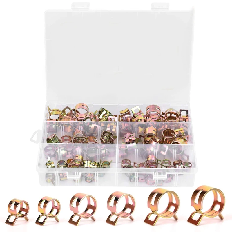 

84 Pcs Spring Band Type Action Fuel Line Clamp Silicone Vacuum Hose Pipe Clamp Hose Clamp Low Pressure Air Clip Clamp(10 X 10Mm