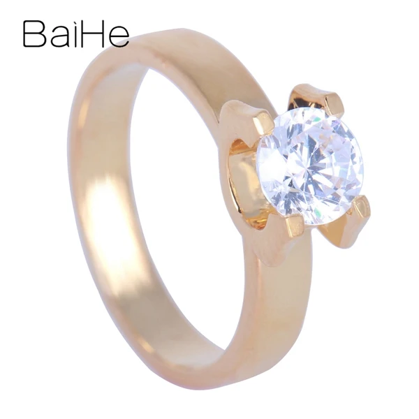 BAIHE Твердые 10 К желтого золота (AU585) 1.85CT сертифицированные, подлинные AAA Градуированные кубического циркония безупречные вечерние женские