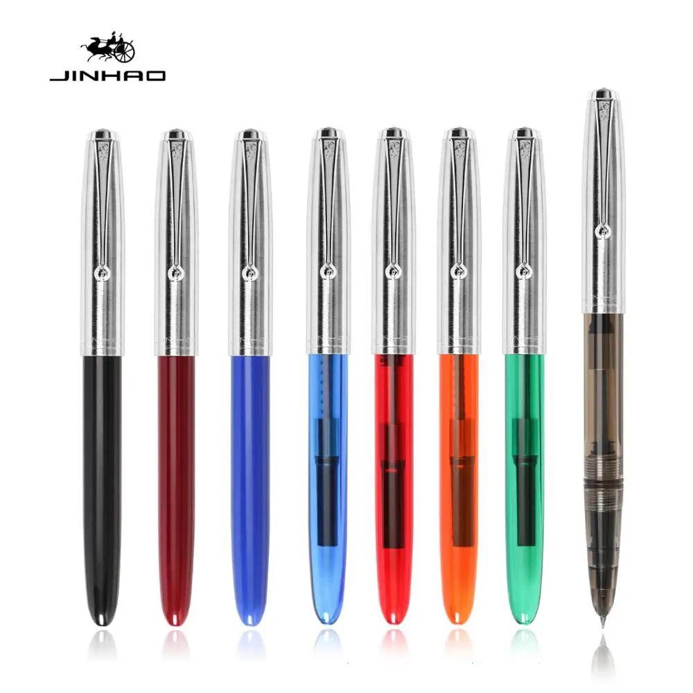 

Jinhao 51A Retro Vision Fountain Pen Steel Metal Cap Transparent Barrel Fine Nib Office Finance School Student writing F994