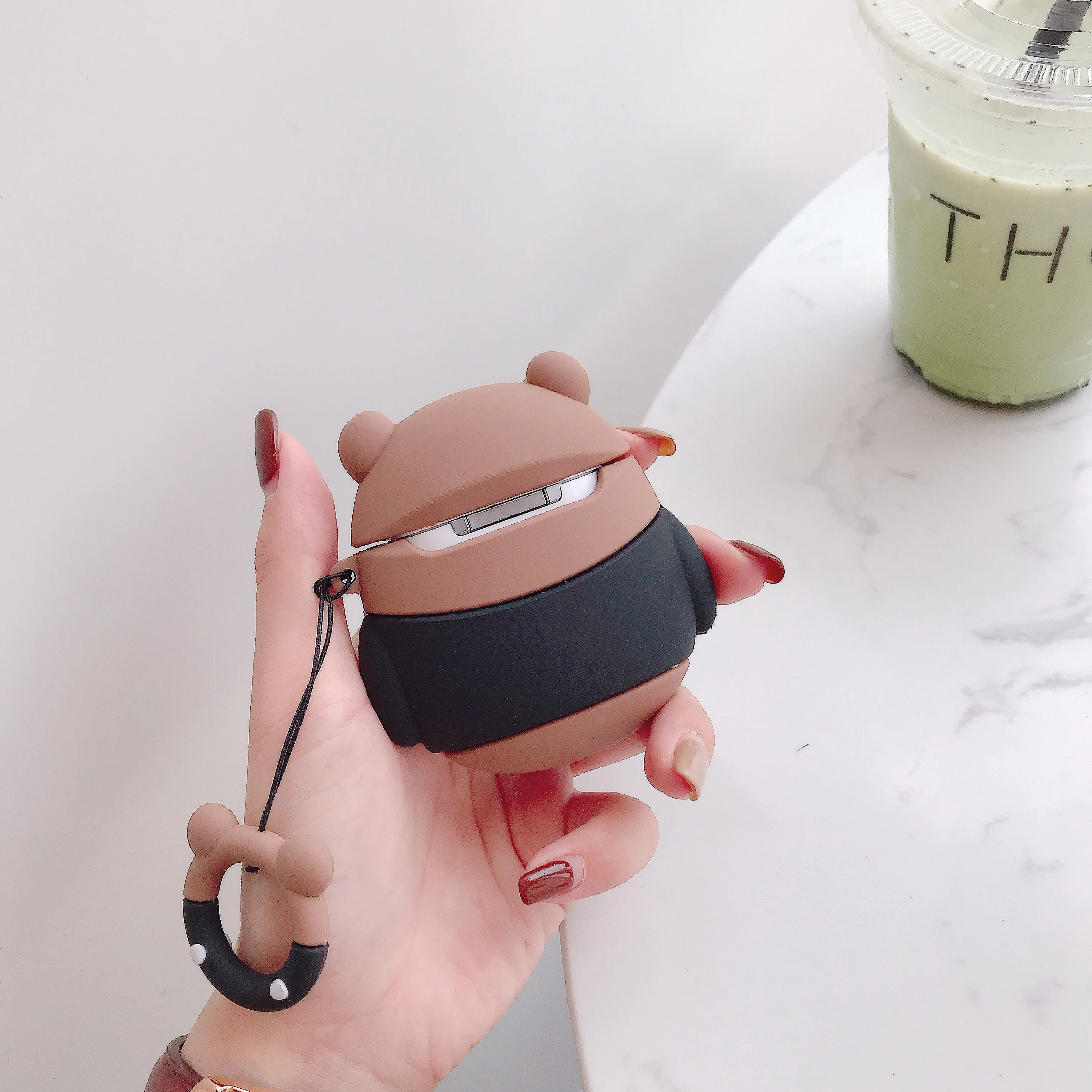 Милый мультфильм Свинья медведь; цыпленок Earpods чехол для Apple Airpods 1 2 Kawaii беспроводные наушники Защитная крышка с палец кольцо ремень