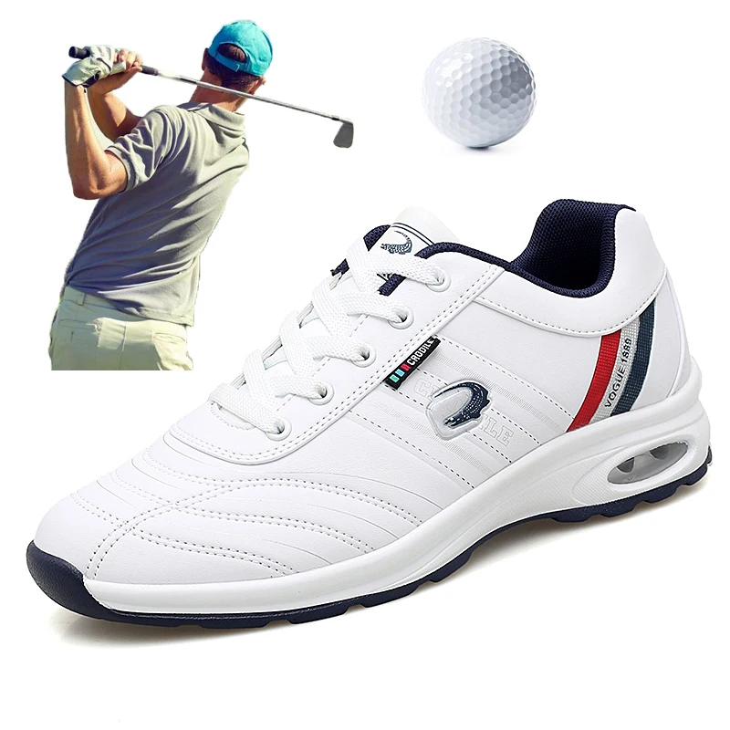 

2020 Waterproof Mens Golf Sneakers Black White Comfortable Golf Sport Shoes Brand Anti Slip Outdoor Spikeless Golf Shoes for Men
