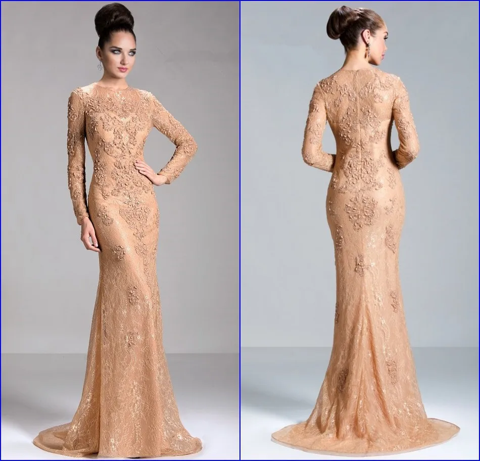 same as picture Великолепное платье Vestido de renda,, кружевное платье для матери невесты с аппликацией в виде лодочек, вечернее платье с длинным рукавом - Цвет: same as picture
