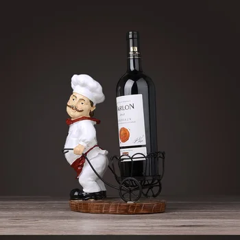

Resin Chef Wine Rack Kitchen Teatable Bar Home Decoration Wine Craft Christmas Gift Handcraf Shelf Metal Sculpture Wind Stand