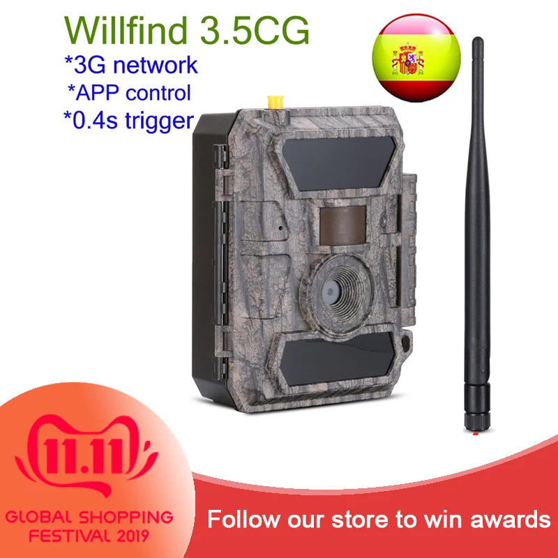 Willfine 3.5CG 0,4 секундный Быстрый триггер охотничьи игровые камеры 58 шт. черные ИК светодиоды охотничьи Ловушки камеры поддержка управления приложением