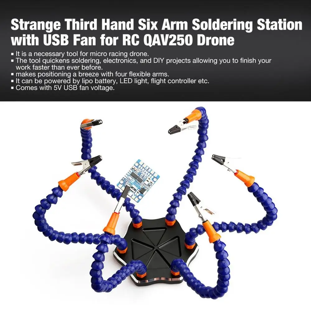 Parts & Accessories Welding Strange Third Hand Six Arm Soldering Station Helper with USB Fan Magnifier DIY Kit Spare Parts for RC Drone CN Parts & Accessories Welding Strange Third Hand Six Arm Soldering Station Helper with USB Fan Magnifier DIY Kit Spare Parts for RC Drone CN