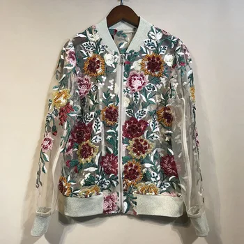 

Autumn Heavy Embroidery Loose Coat 2019 Early Weave Color Split Joint Woman Long Sleeve