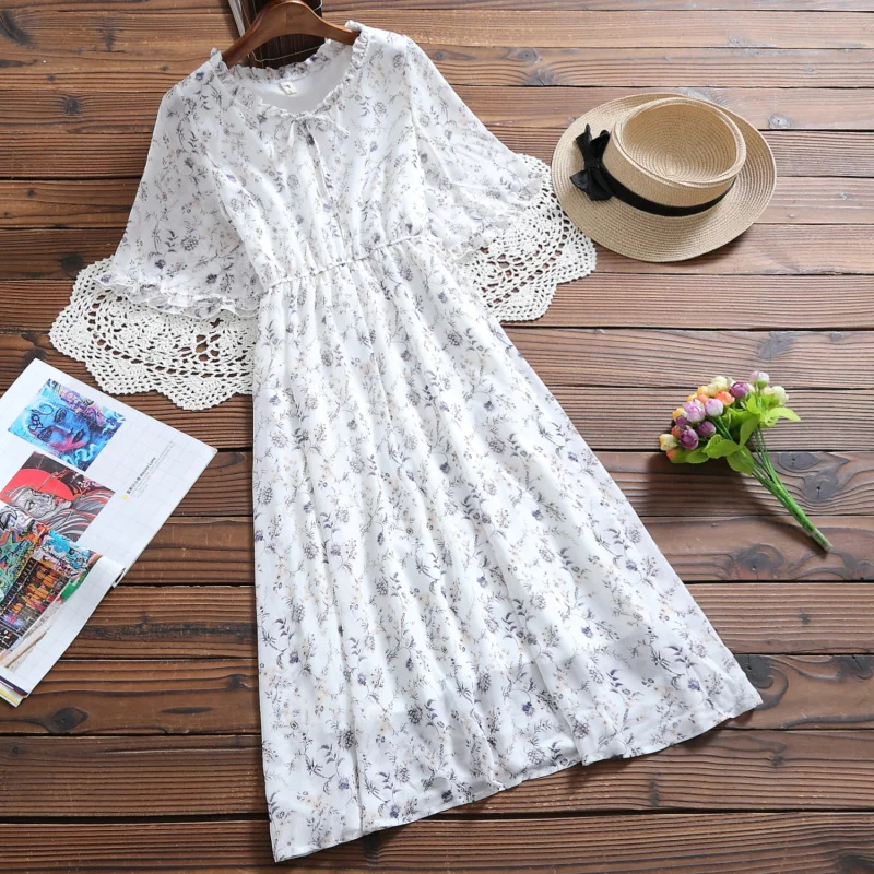 New Dress Mori Woman Windscreen Printed Chiffon Skirt | Женская одежда