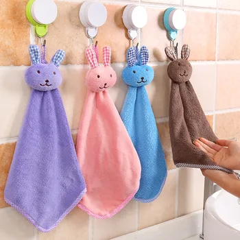 

Coral Fleece Scouring Pad Towels Rabbit Hanging Kitchen Superfine Fiber Hand Cleaning Cloth Wiping Wash Dry Accessories