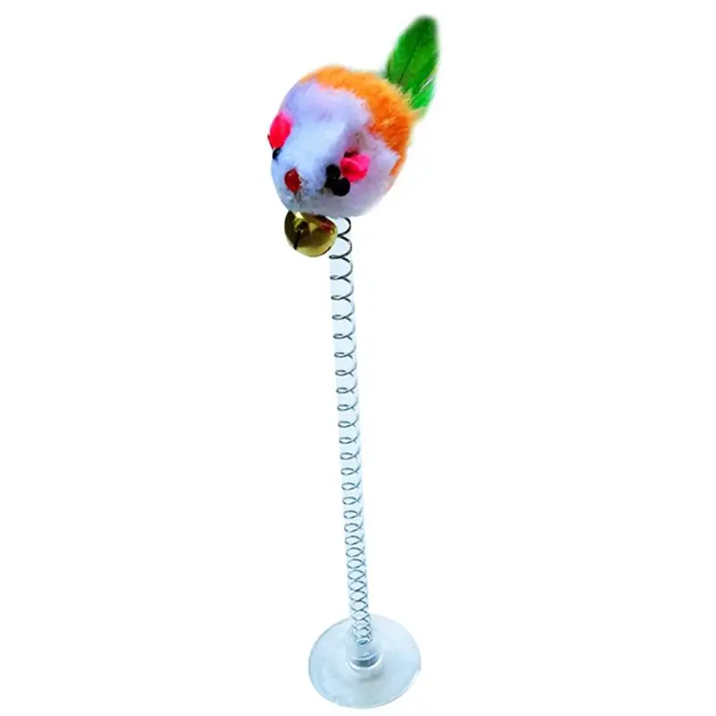 Cat Toy 1pc Funny Interactive Suction Spring Cat Toy Cat Feather Wand Cat Teaser Pet Interactive Supplies Cat Favor Random Color 