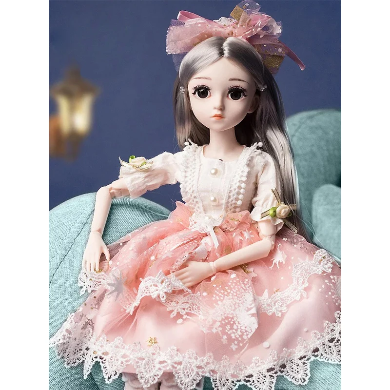 

Шарнирная кукла 45 см, полный комплект с модной одеждой и мягким париком, милая кукла принцессы для макияжа, наряд для девочек, игрушки, подарок, 1/4