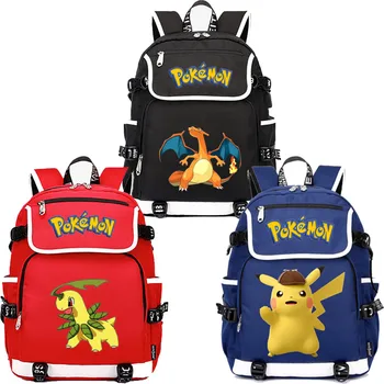 

Detective Pikachu Charizard Bookbag 15.6 inch laptop backpack for Women Men School Bag Female Male Travel Mochila