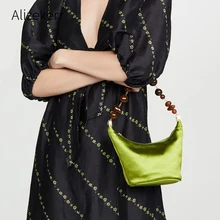 Акриловые бисером цепи Hobos Сумки для женщин элегантный ретро Синтетическая нить шелк зеленый маленькая сумка шикарная Личность дамы