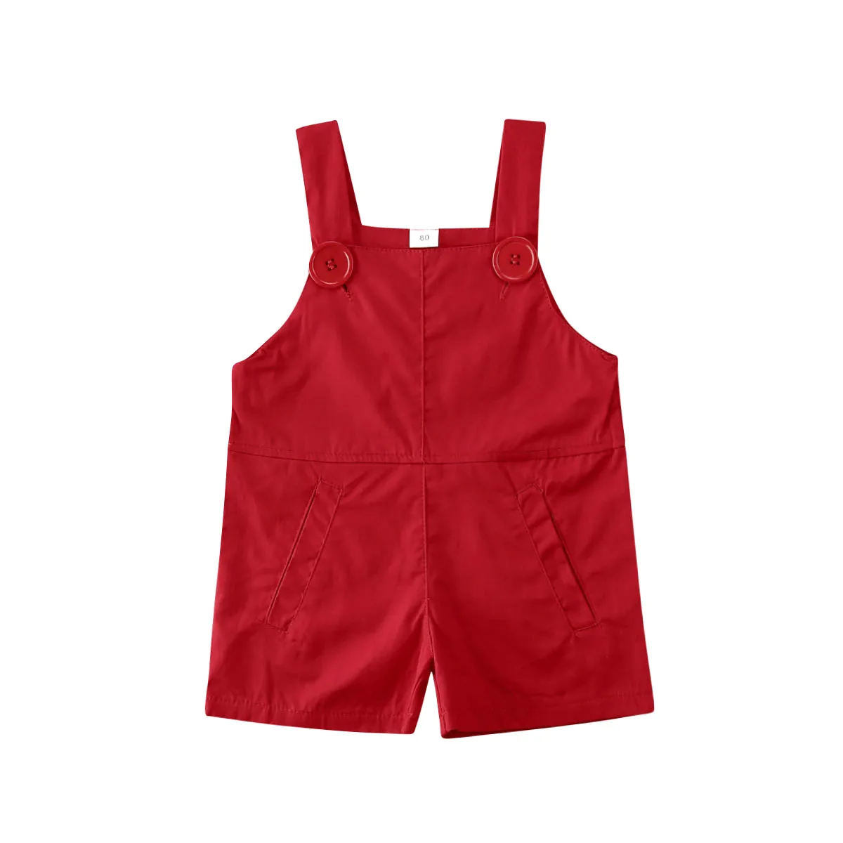 Комбинезоны для маленьких мальчиков и девочек 0-24 месяцев, комбинезон, однотонный прямой повседневный комбинезон на пуговицах, одежда - Цвет: Красный