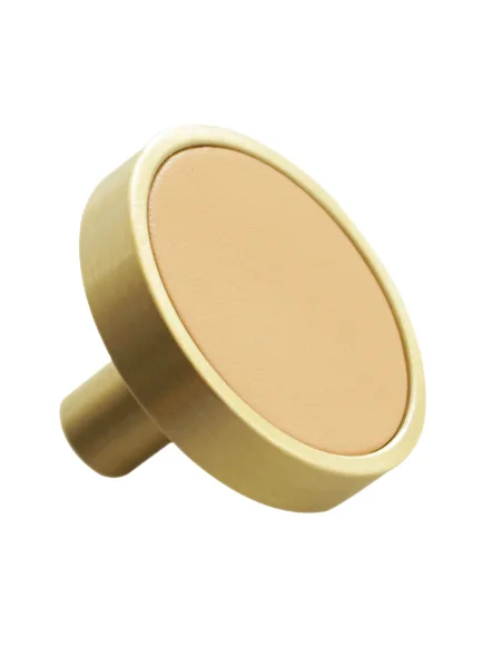 3,7" 5" оранжевые кожаные медные дверные ручки, ручки для кухонного шкафа, круглые ручки для ящика шкафа 96 128 мм, современное оборудование - Цвет: knob