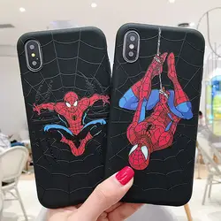 С принтами "Marvel", "Мстители", "Человек-паук" силиконовый чехол для iPhone X XR XS MAX 8, 7, 6, 6S Plus, чехол мягкий из термопластика черный чехол Coque чехол