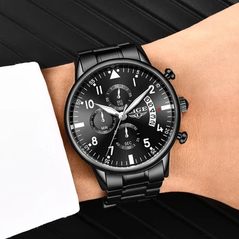 

Relogio Masculino LIGE 2020 Military Sport Watches Mens Full Steel Waterproof Watch Quartz Date Clock Chronograph Mens Watch+Box