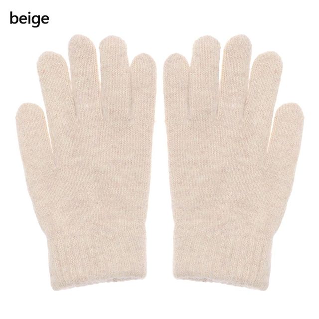 Double-layer Rabbit Hair Gloves Female Winter Korean Version of Solid Color All Fingers Winter Women Gloves Girls Mittens
