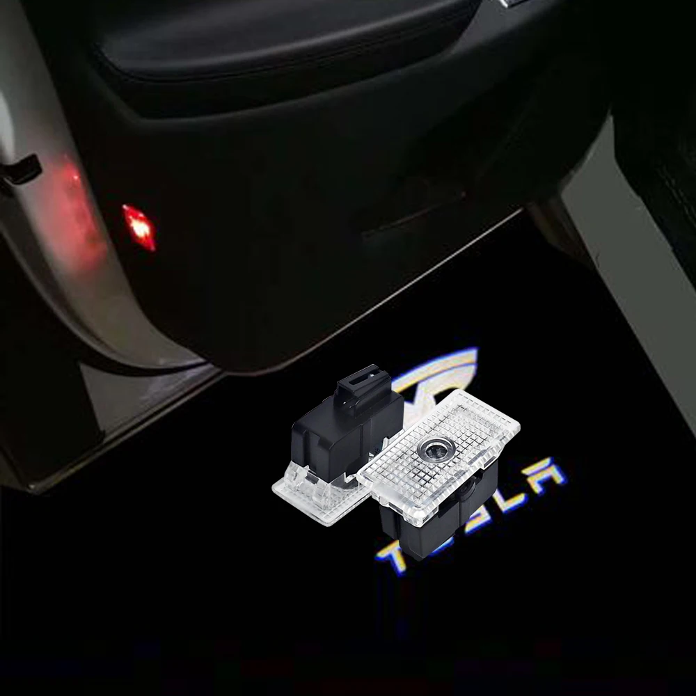 

2pcs Auto LED Courtesy Light for Tesla MODEL S MODEL X MODEL 3 Tesla Logo Car Door Light Welcome Light Puddle Lamp Accessories