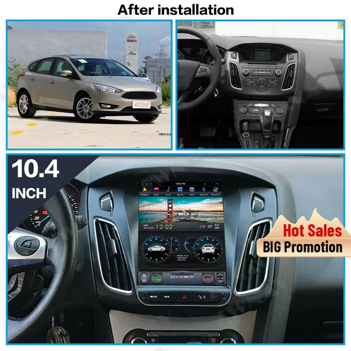 Автомобильный мультимедийный плеер PX6 в стиле Tesla для FORD Focus 2012-2017 Android