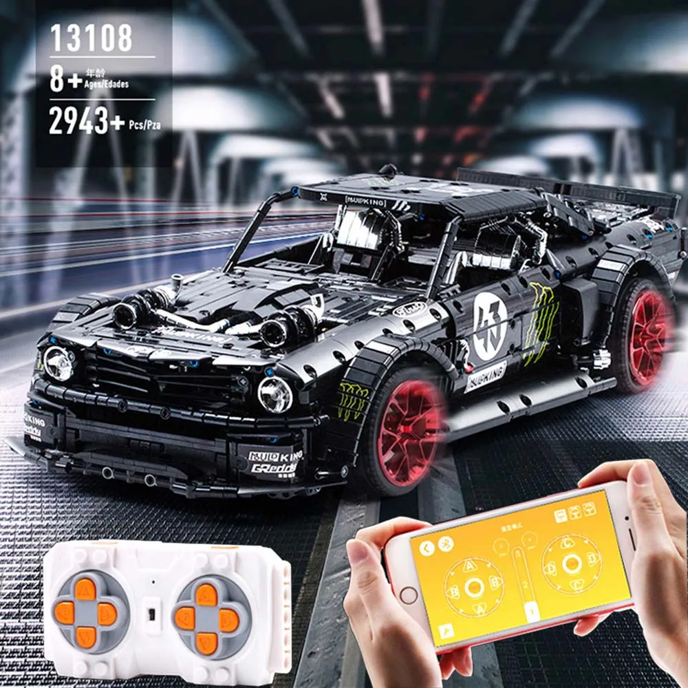 Новое приложение RC Technic автомобиль Ford Mustang Hoonicorn с 5292 мотором совместимый MOC 22970 строительный блок кирпичи развивающие игрушки подарки
