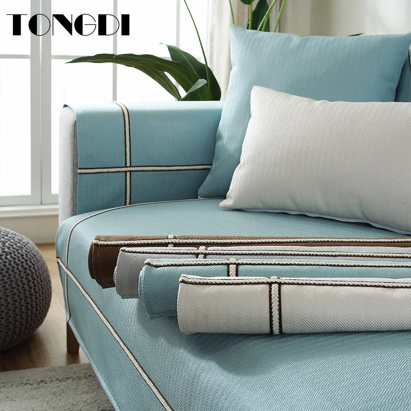 

TONGDI Modern Thick Plush Slipcover Grid Sofa Cover Towel Elegant Anti-skid Seat Couch Luxury Decor For Home Parlour Living Room