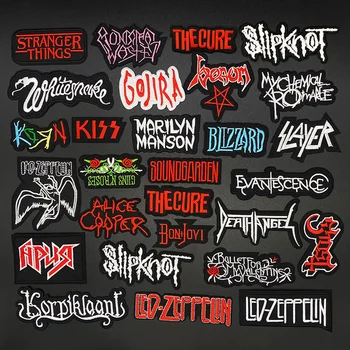 

Fashion Rock Music Band Patches Badges Punk Embroidered DIY Applique iron on for Clothes Jacket Jeans Decoration Label