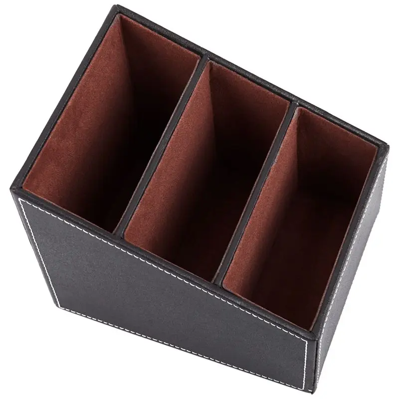 1pcs bőrből Zárkózott vezérlő Kadmium Szervező telefont asztali tárolására box(brown)