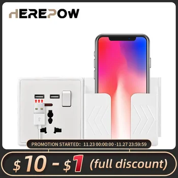 

Herepow 13A Universal 3 Pin Wall Socket Interruptor De Pared Switched With USB Charging Port Wall Panels