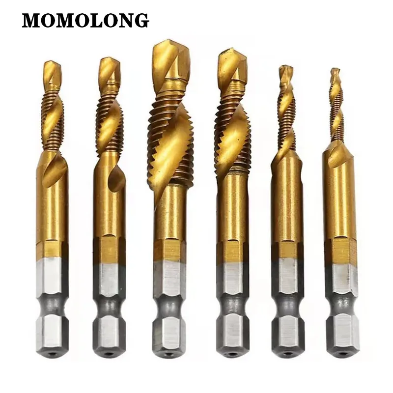 M3 M4 M5 M6 M8 M10 Tap Drill Bits 1/4 Hex Shank Machine Hand Taps Titanium Coated HSS Drilling Tap Bits Thread Screw Tools M3 M4 M5 M6 M8 M10 Tap Drill Bits 1/4 Hex Shank Machine Hand Taps Titanium Coated HSS Drilling Tap Bits Thread Screw Tools
