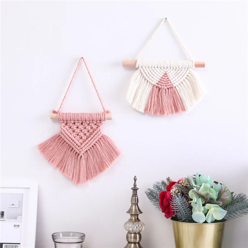 Nordic Baby Cotton Tassels Wall Hanging Toy Handmade Macrame Home Decor Retro Handcrafted Pendent Girls Kids Chilren Room Decor rainbow wall hanging decor