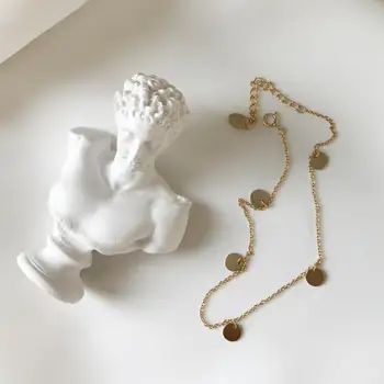 

Bohi Authentic 925 Sterling silver Golds Lucky Coin round anklets Anklet Bracelet fine Jewelry women's TLS307