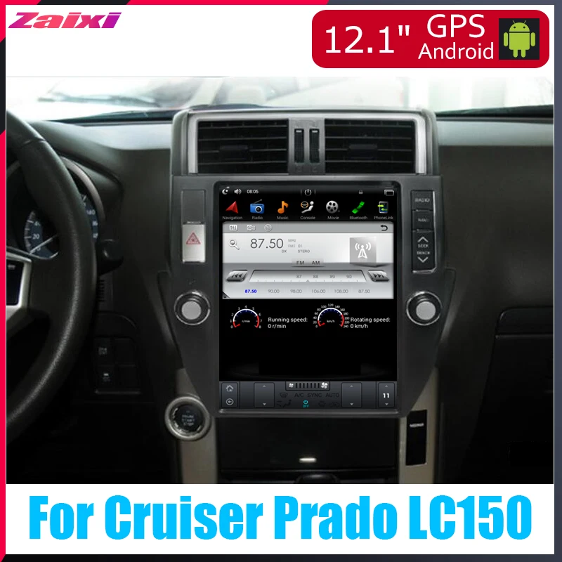 ZaiXi мультимедиа для Android gps для Toyota Land Cruiser Prado LC150 2009~ радио вертикальный автомобильный сенсорный экран в стиле Tesla экран Радио USB dab