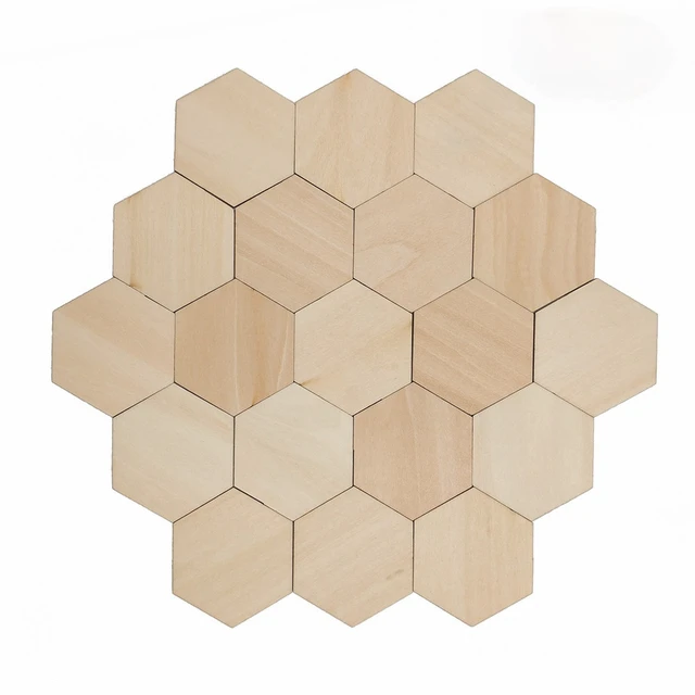 100pcs 90mm Hexagon DIY Wood Ornaments for Crafts Blank Wooden Ornament for  DIY Craft Home Decoration - AliExpress