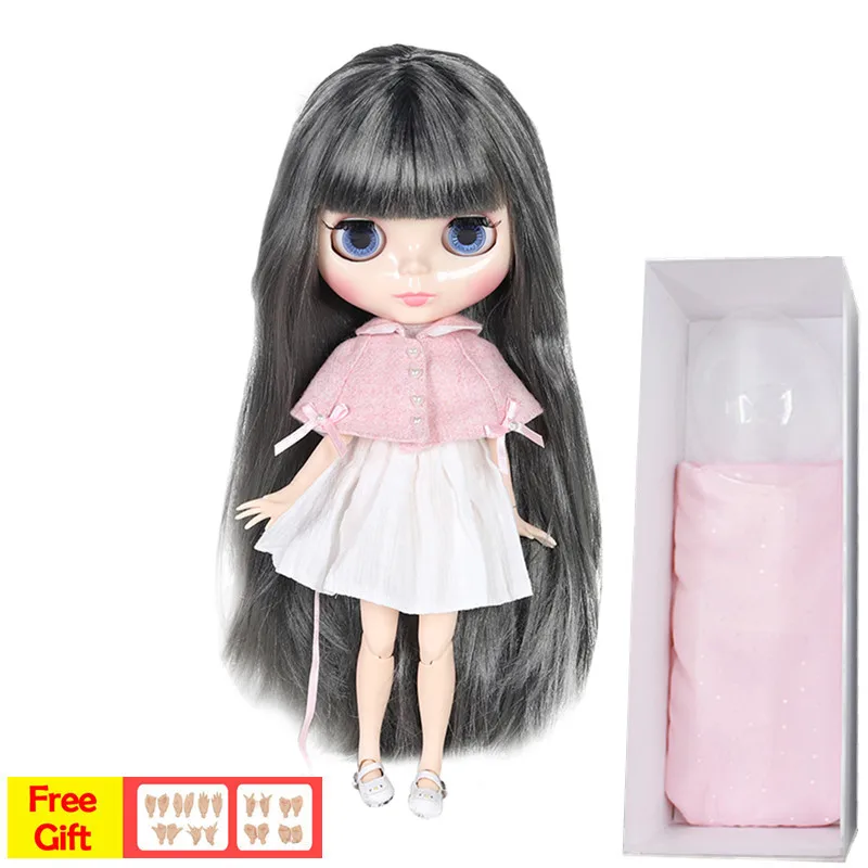 Blyth кукла 1/6 BJD 30 см 7/19 суставов белая кожа серые волосы одежда + обувь коробка
