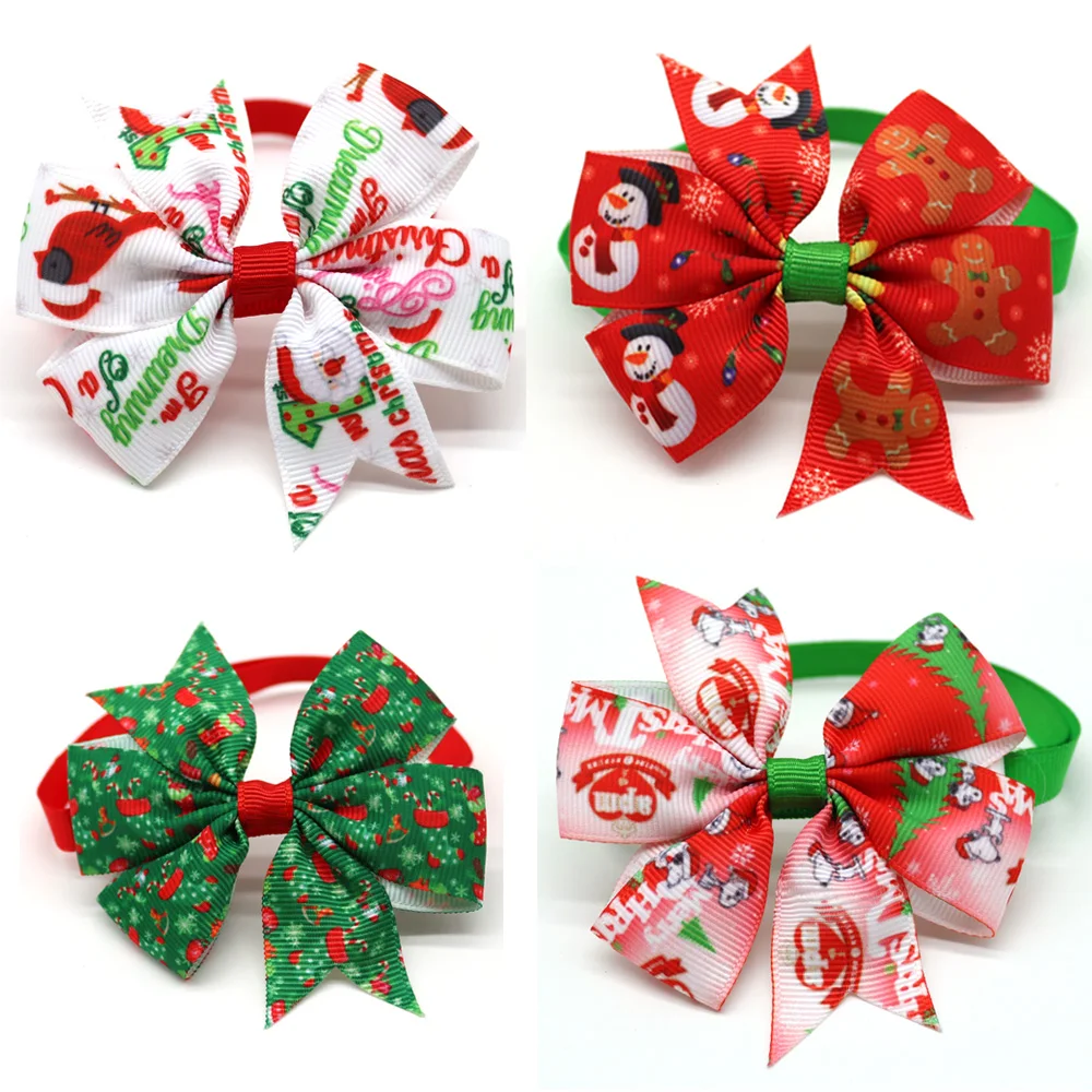 100pcs Dog Christmas Accessories Dog Bow Tie Pet Dog Cat Xmas Bowties Neckties Small Dog Holiday Party Grooming Accessores