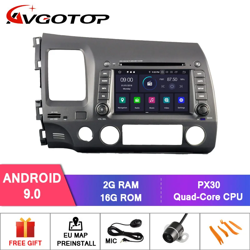 AVGOTOP Android 9,0 4 Гб+ 64 ГБ Автомобильный dvd-плеер для HONDA CIVIC 2006-2011 ips HD экран навигация - Цвет: 2GB 16GB RD5710