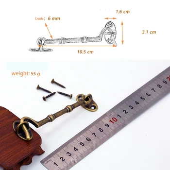 

2Pcs 105mm Bronze Pure Copper Old style Window Brace Windproof hook Door Window Catch Eye Cabin Hook Fasteners Retro Window Hook