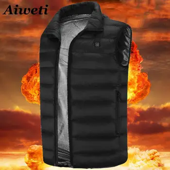 Aiweti Men winter USB Electric Heating Vest Jacket Clothing Skiing Winter Warm Heated Pad Winter USB interface warm vest