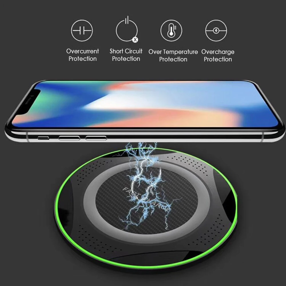 10 Вт ультра сильная быстрая Qi Беспроводная зарядная панель для IPhone X XR samsung Phone