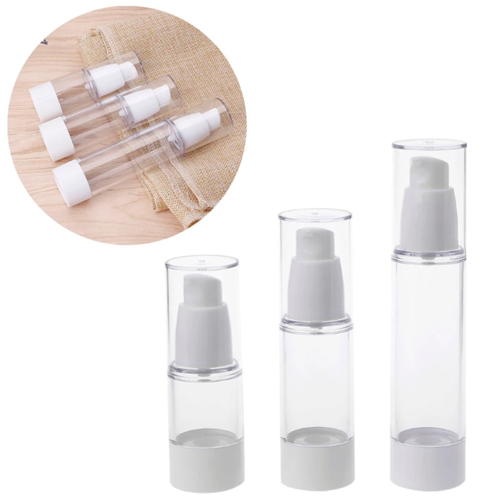 

10pcs x 15ml 30ml 50ml Empty Plastic Cosmetic Bottle Travel Liquid Bottles Transparent Airless Pump Vacuum Toiletries Container