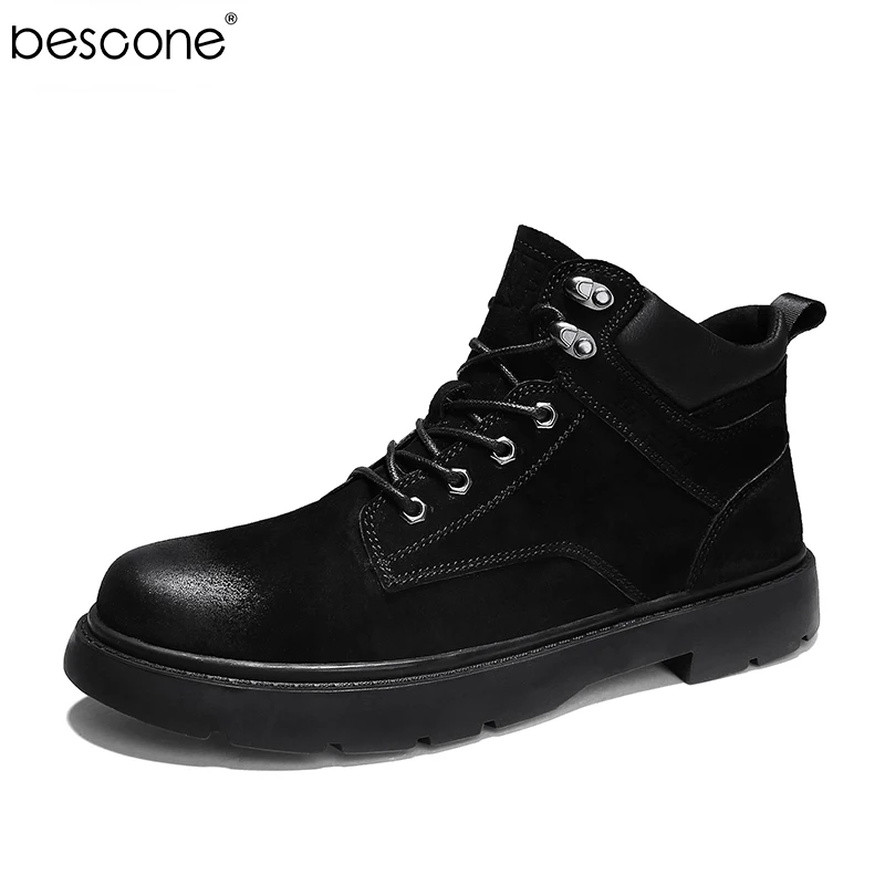 BESCONE Men's Quality Martin Boots PU Winter Outdoors Footwear Casual Booties Anti-Skidding Hiking Shoes YX7837 | Обувь
