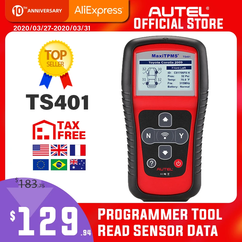 US $135.43 26% OFF|Autel MaxiTPMS TS401 Tire Pressure Monitoring System OBD2 TPMS Diagnostic Scanner Tool Activate 315 433MHZ Sensor Programming|autel maxitpms ts401|code reader|scan tool - AliExpress
