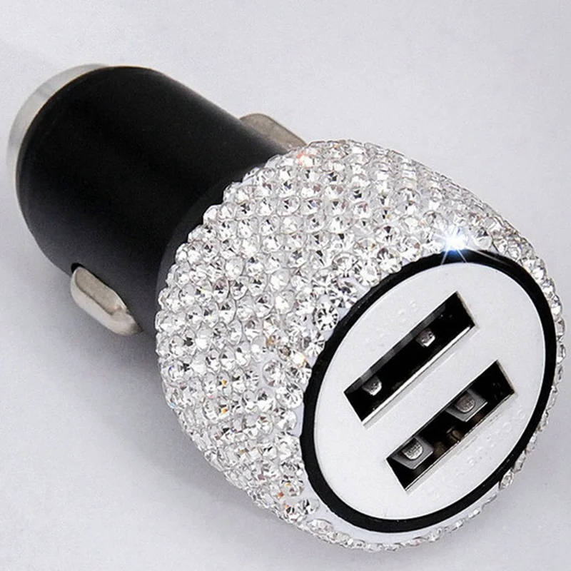 WT 1 шт., автомобильное зарядное устройство с двумя usb-портами, стразы, украшение для автомобиля с кристаллами, для быстрой зарядки, 5 стилей - Название цвета: WT
