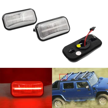 

For Hummer H2 03-09 H2 SUT 05-09 Clear Rear Red LED Cab Roof Marker Light 3pcs