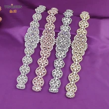 Topqueen s161 prata/dourado/ouro rosa guarnição de cristal rhinestone aplique para vestido de casamento cinto de roupas