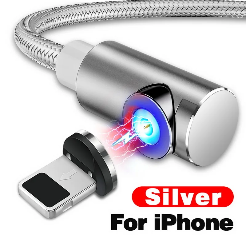 INIU 2 м Быстрый Магнитный кабель Micro usb type C зарядное устройство для iPhone XS X XR 8 7 samsung S8 магнит Android телефонный кабель Шнур - Цвет: For iPhone Silver