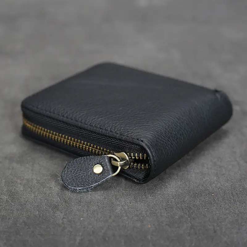 Short Organizer Wallet Man With Zipper Around Genuine Leather Male Coin Purse Crazy Horse Leather Card Holder For Boys Vintage Short Organizer Wallet Man With Zipper Around Genuine Leather Male Coin Purse Crazy Horse Leather Card Holder For Boys Vintage