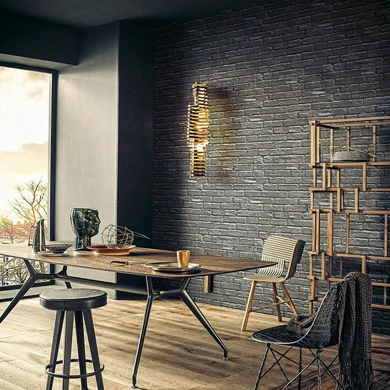 Винтажный художественный окрашенный кирпич для стен 3D имитация кирпичной стены бумага особенность фоновая стена розовый черный зеленый обои водонепроницаемый